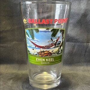 Ballast Point Even Keel Pint Glass - Clear with pirate skeleton.